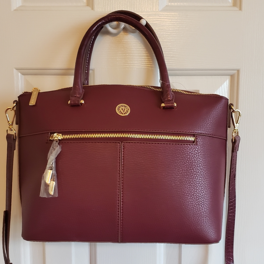 Anne Klein Medium Dome Satchel - Wine Color